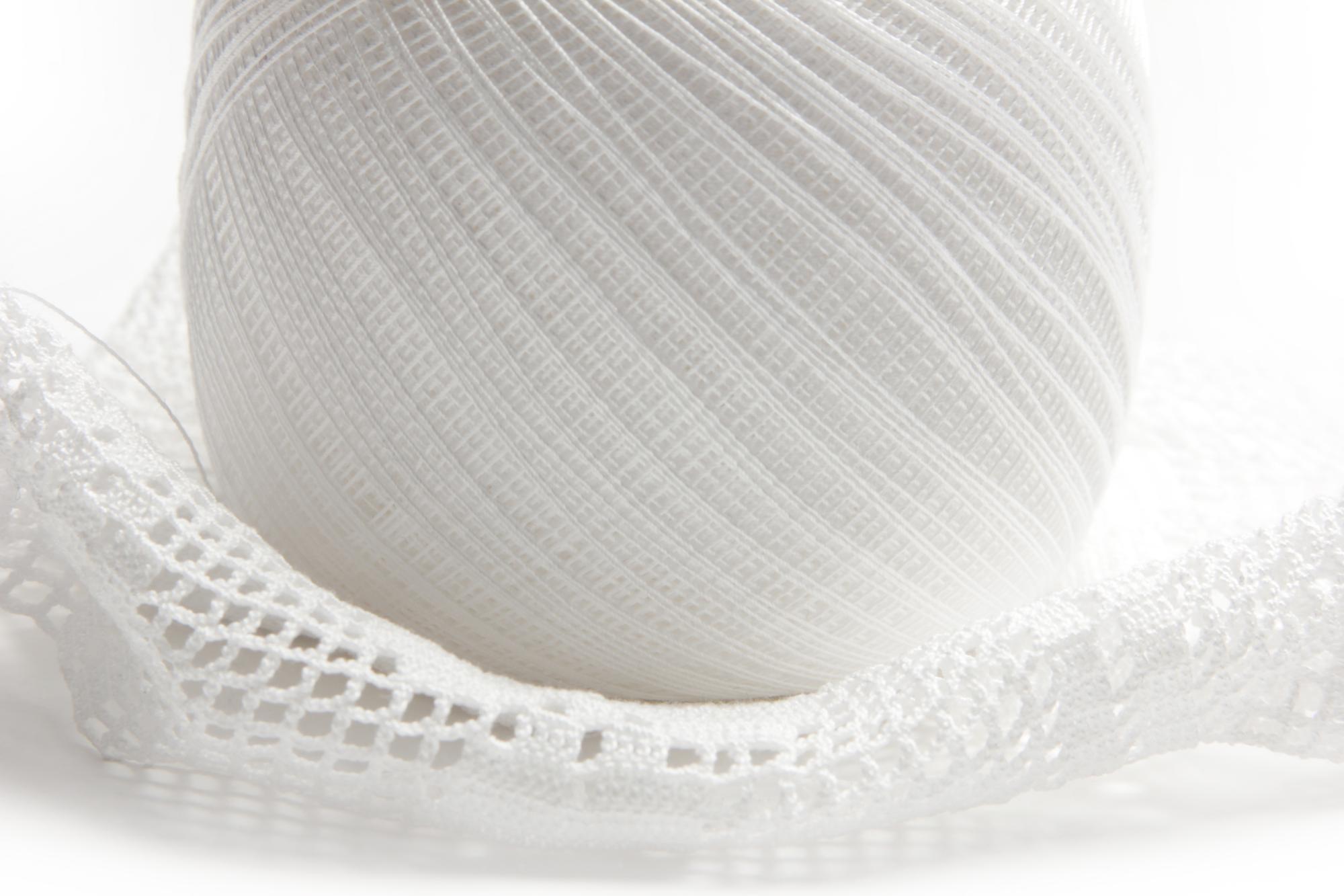 Close-up ribbon embroidery with silk ribbon